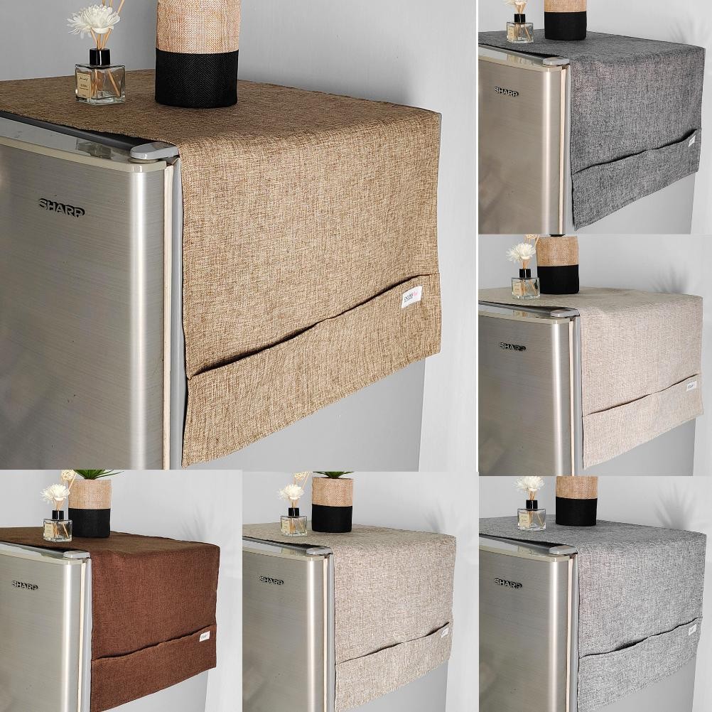 TUTUP KULKAS DENIM POLOS  /TUTUP KULKAS KAIN AESTHETIC / COVER KULKAS MINIMALIS  / TAPLAK KULKAS  / 