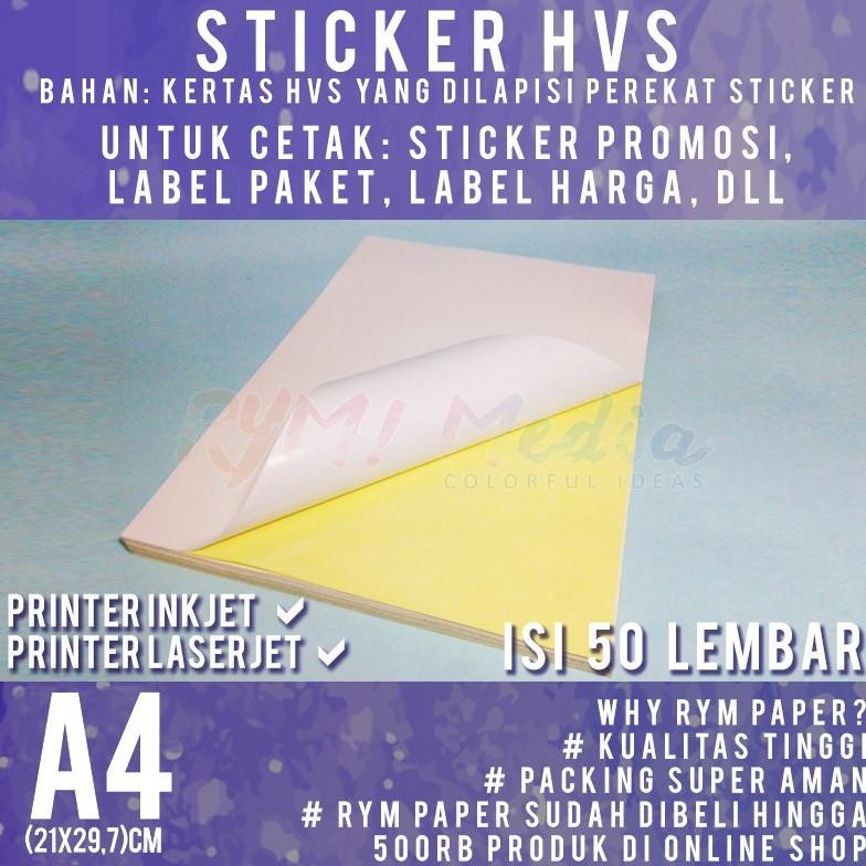 

Sticker HVS A4 isi 50 Lembar / Kertas Stiker Inkjet Doff Matte A4 Nugi