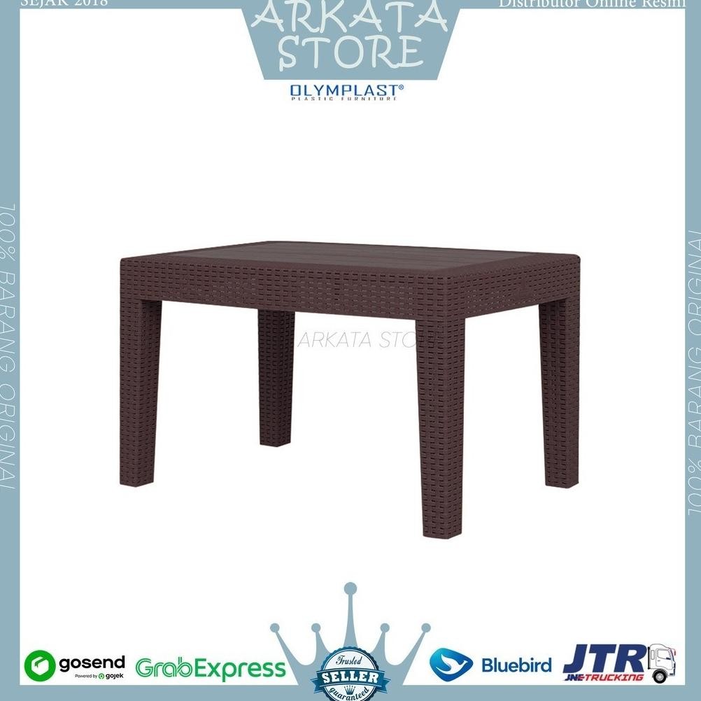 OST-R (Meja KnockDown) - Meja Plastik Olymplast motif Anyaman (Panjang) | Meja Teras Serbaguna | Mej