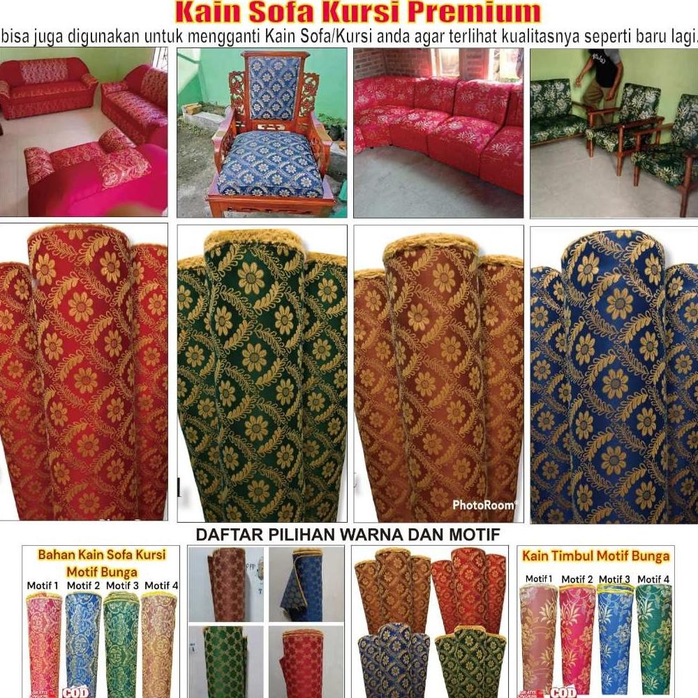 Kulit Bahan Kain Furniture Kursi Sofa Jok Motif Timbul Variasi Bunga Murah Meteran Nugi