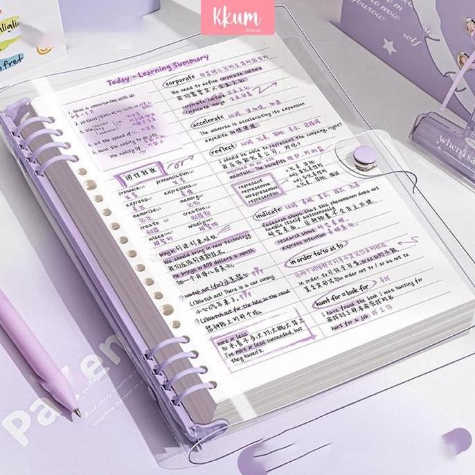 

Tersedia Notebook B5 Binder Aesthetic Korea - Buku Tulis Lucu Loose Leaf Ring B5