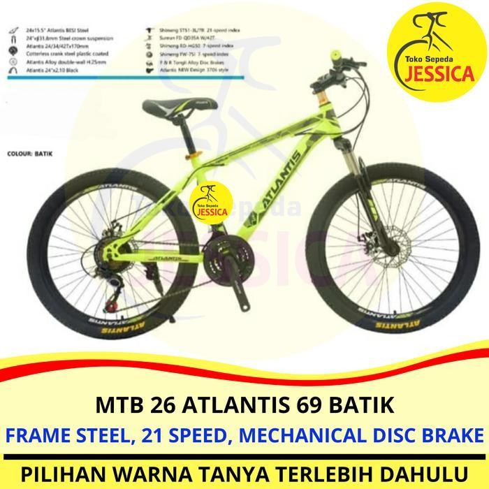 SO Sepeda Gunung MTB 26 Atlantis Harley Batik 69 Rem Disc Murah
