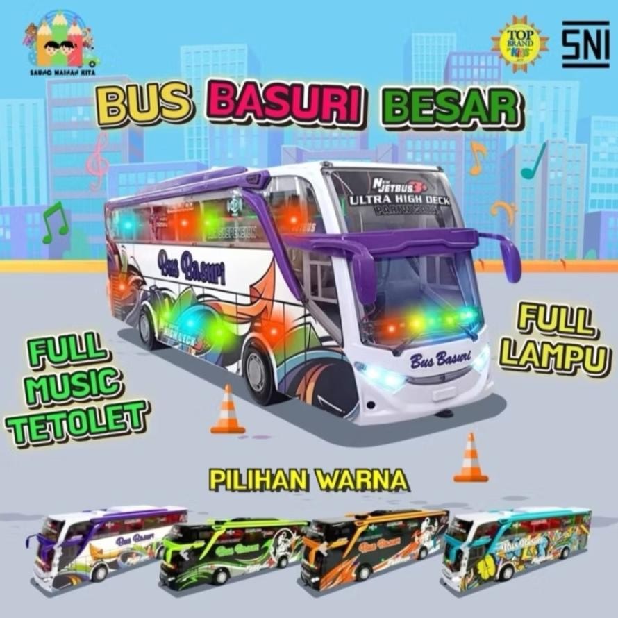 Fth-56 Raja-Mainan Mobil Bus Basuri Jumbo!!!Mainan Miniatur Bus Oleng Basuri Viral/Mainan Anak Bus T