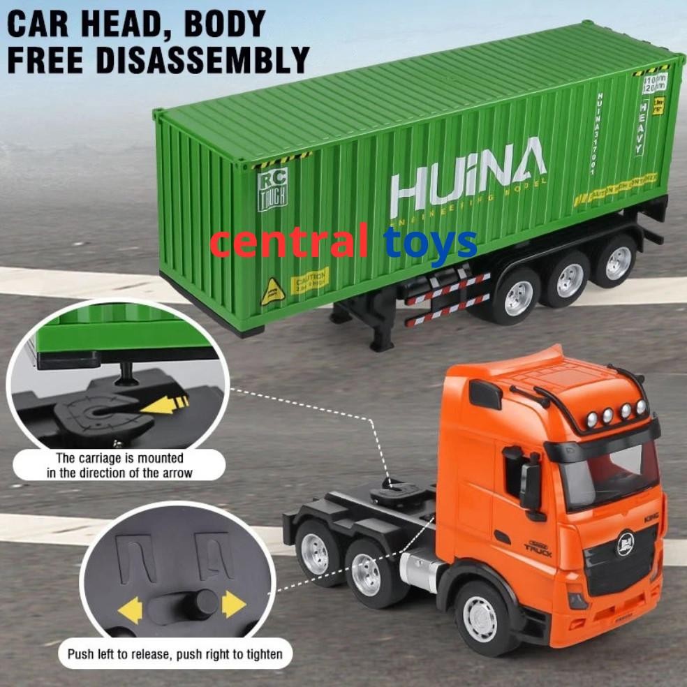 Super Sale Huina 1317 Rc Container Trailer 9Ch 2.4Ghz 1:18 Mainan Truk Alat Berat