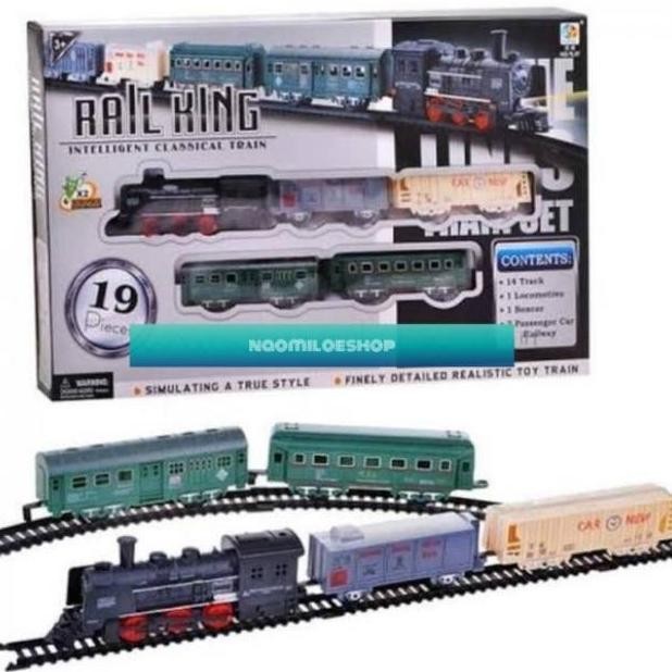 M-4 Jumbo Mainan Rail King 19Pcs Mainan Kereta Api 5 Gerbong Lokomotif Train Track Railking