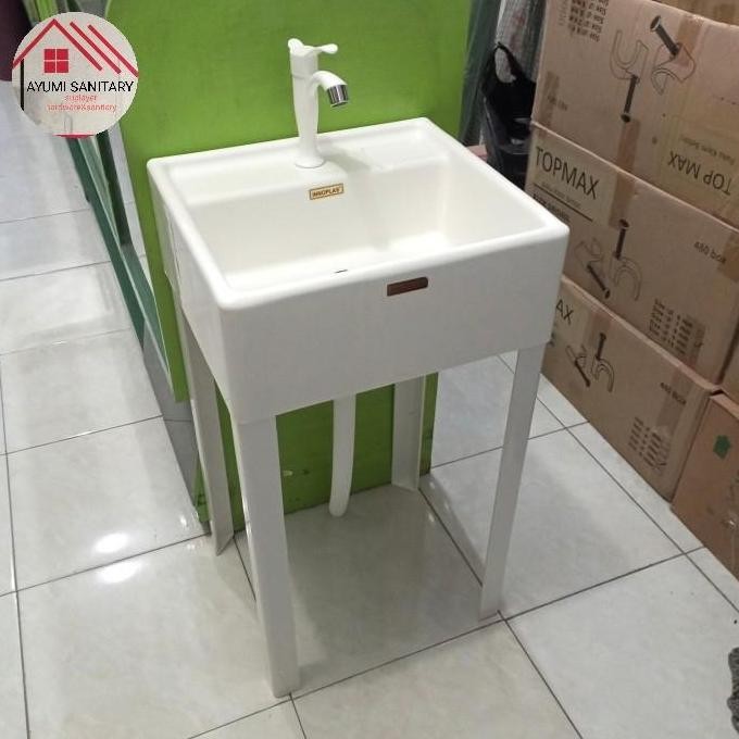 Wastafel cuci tangan portable/wastafel standing pvc+kaki komplit set GT