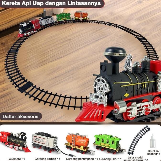 Tatajoy Spray Kereta Api Mainan Rel Panjang Kereta Api Thomas Train Set Mainan Anak Laki Laki