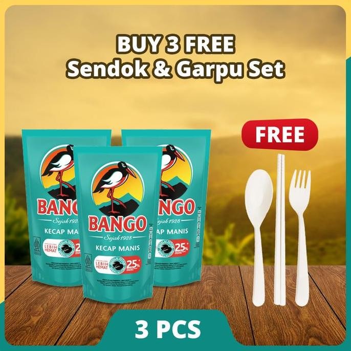 

Promo Bango Kecap Manis Pouch Refill 950g Paket 3 Bonus Sendok & Garpu Set