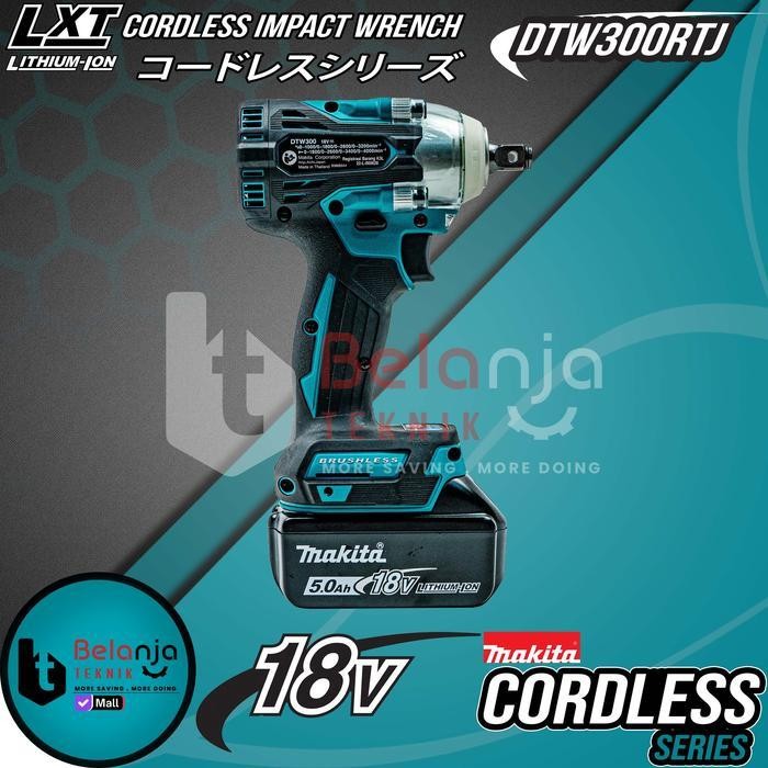 MPS Makita Impact Wrench Cordless DTW300RTJ Pembuka Baut 18V 1/2" DTW 300