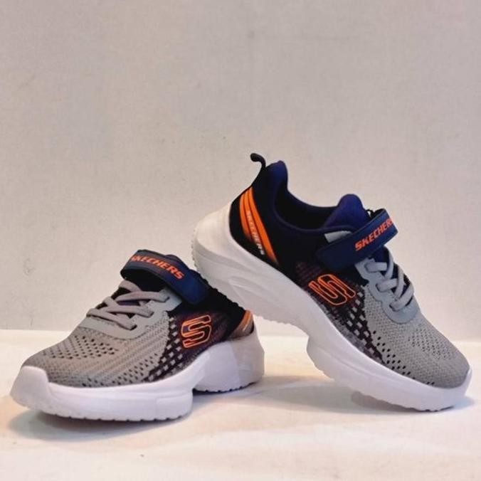 Sepatu Anak Laki Laki Sekolah Skechers Kids Premium Navy Grey / Abu