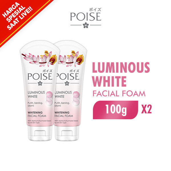 [SPECIAL LIVE] Poise Facial Foam Sabun Cuci Muka Luminous White Tube 100 gr x2