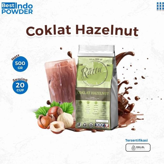 

BUBUK COKLAT HAZELNUT RATTU BEVERAGE 500gr / POWDER CHOCOLATE HAZELNUT RATTU 500gr NLS