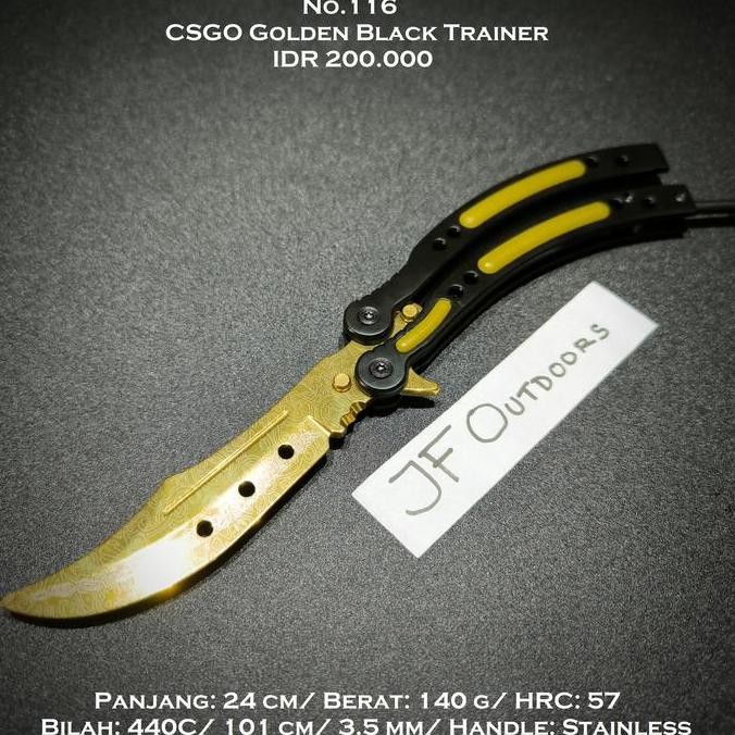 Promo Pisau Balisong Trainer Tumpul Csgo Golden Black Legend Edition