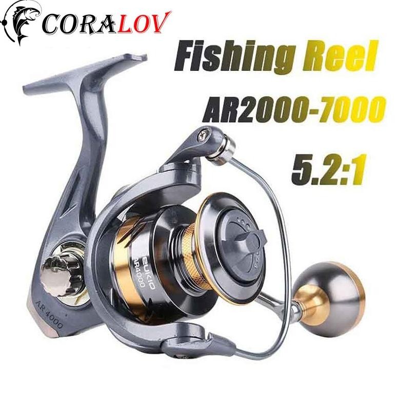 CORALOV DEUKIO Reel Pancing AR2000-7000 Gagang CNC Spul Logam Rol Gulung Air Asin Gulungan Pancing