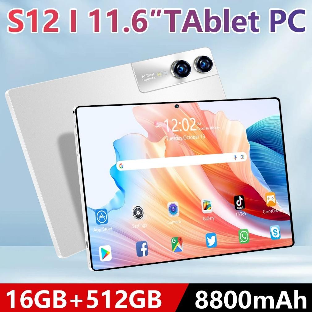 Garansi 100% oriHancdon Tablet S12 (16GB+1024GB) 11.6inch"lPs ScreenTablet Android 12 8800 mAhDual S
