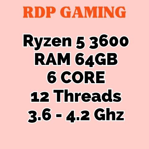 RDP Gaming Ryzen 5 3600 Dedicated Server Powerfull Support Emulator aSt