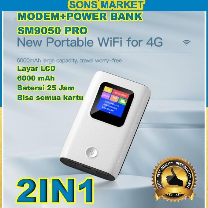 Modem Wifi 4G LTE with Power Bank SMARTCOM SM9050 PRO 6000mAh 9050 PRO SM 9050 PRO aSt
