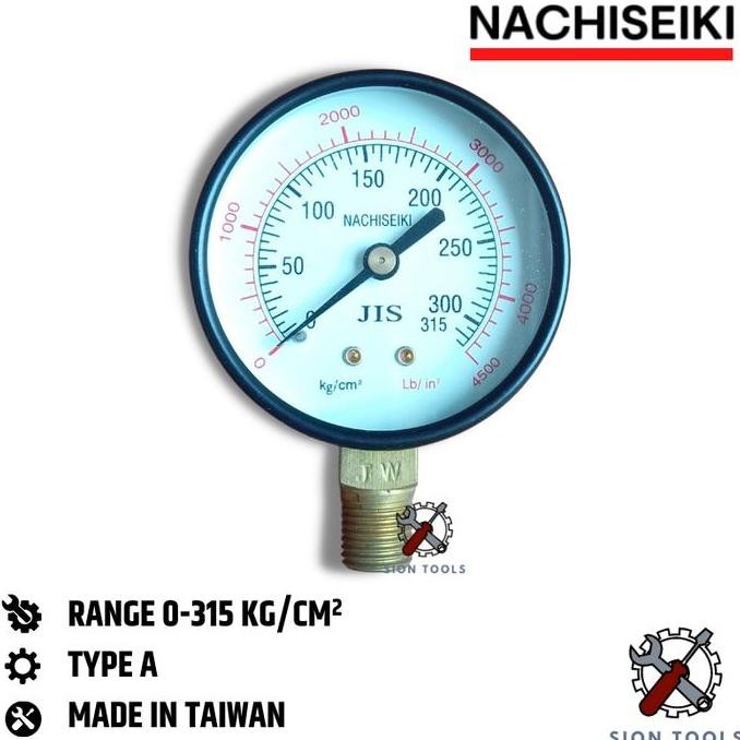 TERBARU - NACHISEIKI PRESSURE GAUGE 315 BAR / PENGUKUR TEKANAN UDARA
