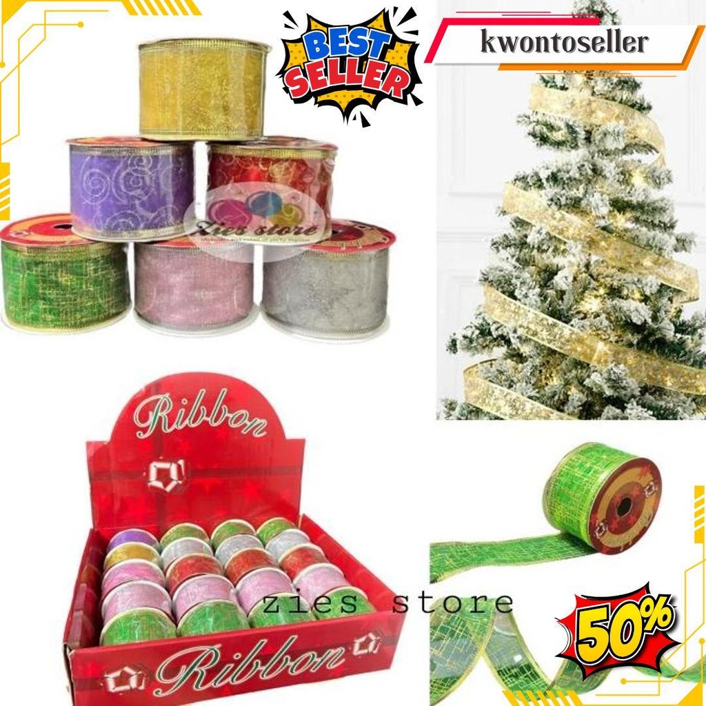 

Pita Natal Rol / Dekorasi Hiasan Pohon Natal / Pita Kawat Motif 2,7 M Gratis Ongkir