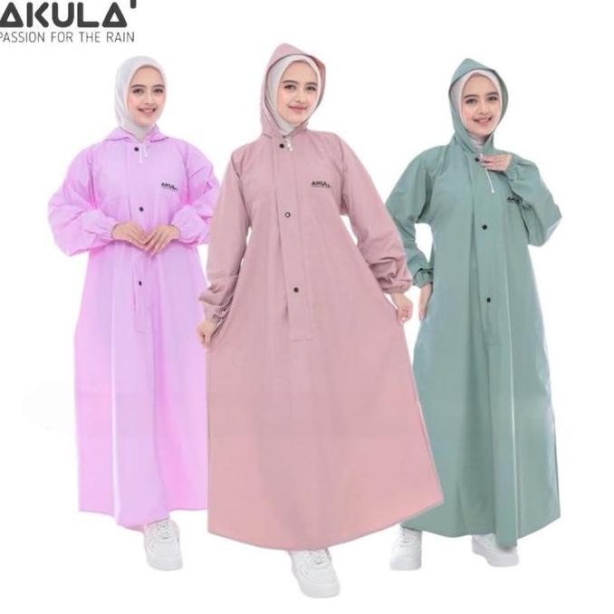ORI - JAS HUJAN GAMIS AKULA WANITA MUSLIMAH - PVC TEBAL ANTI REMBES ELASTIS