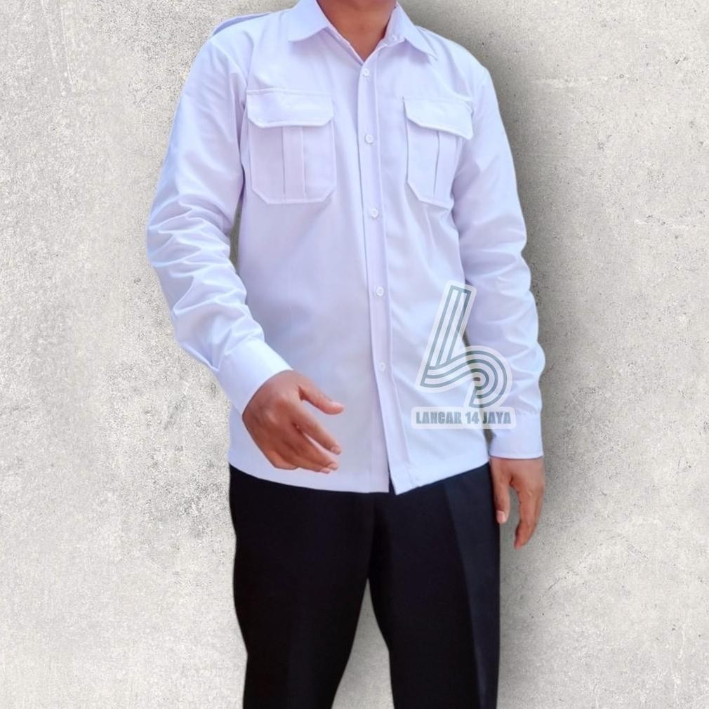 Kemeja Putih Pns Baju pdh Putih Baju atasan putih Pns pria lengan Panjang Seragam Putih PNS