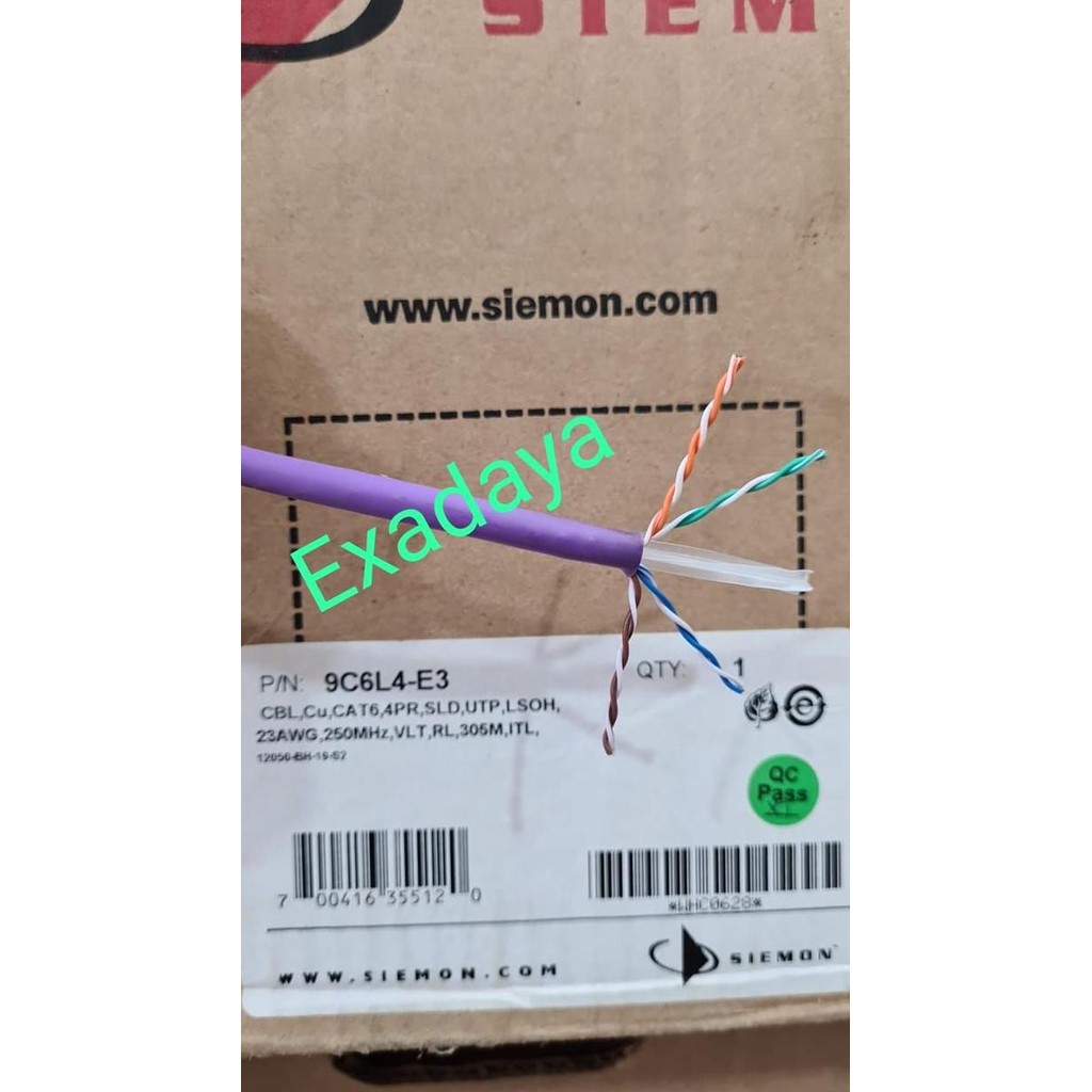 BEBAS ONGKIR - Siemon 9C6L4-E3 Kabel Utp Cat6 Cat 6 Cable Lan 23AWG LSOH Purple Ungu