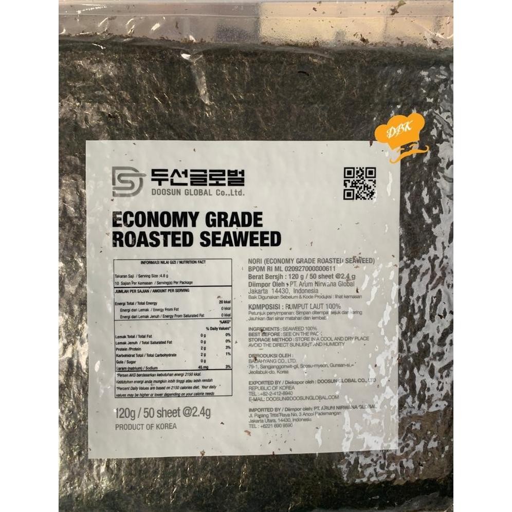 

Sushi Nori Manjun ECONOMY Seaweed Rumput Laut 50 sheets 19x21cm 115gr aSt