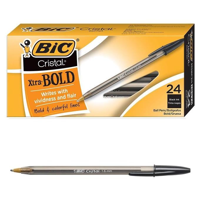

NEW Bolpen Pulpen BIC Cristal Xtra Bold 1.6 mm (Box isi 24) - Hitam
