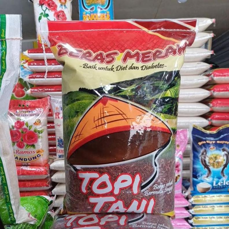 

beras merah cap topi tani 5kg premium super enak pulen aSt