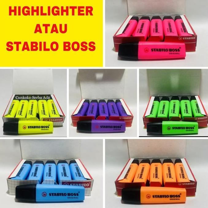 

TERBARU - HIGHLIGHTER / STABILO BOSS ORIGINAL / 1 BOX ISI 10 PCS