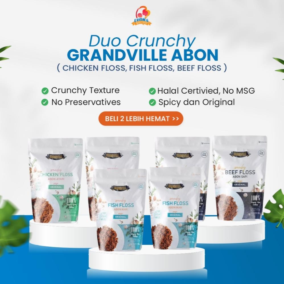 

Grandville (2 Pack) Abon Ayam / Abon Ikan / Abon Sapi Crunchy Floss MPASI Makanan Ringan Anak aSt
