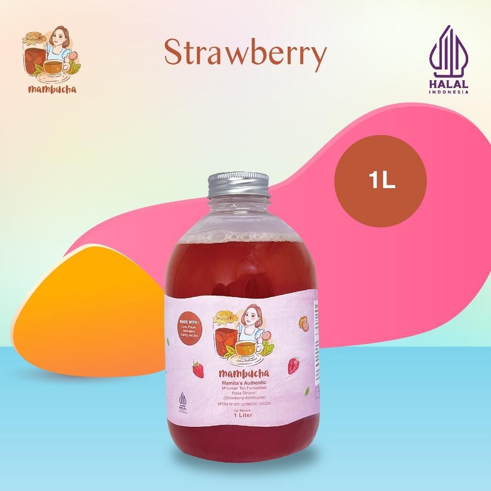 

Kombucha Fruity Strawberry Mambucha 1 Liter Probiotic aSt