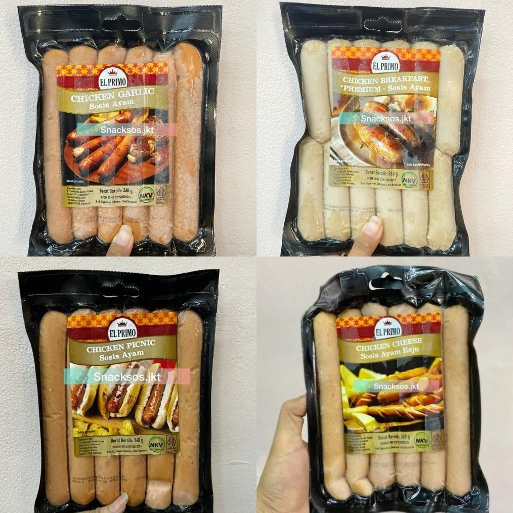 

ELPRIMO SAUSAGE CHICKEN CHEESE SOSIS AYAM KEJU / CHEESE PICNIC / CHICKEN BREAKFAST PREMIUM / CHICKEN GARLIC - EL PRIMO aSt