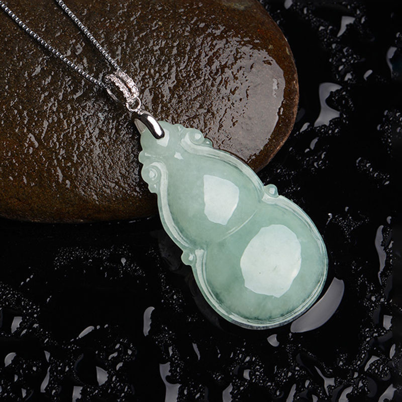 Liontin Labu Giok a Liontin Giok untuk Wanita, Kalung Keberuntungan dan Kemakmuran dengan Sertifikat