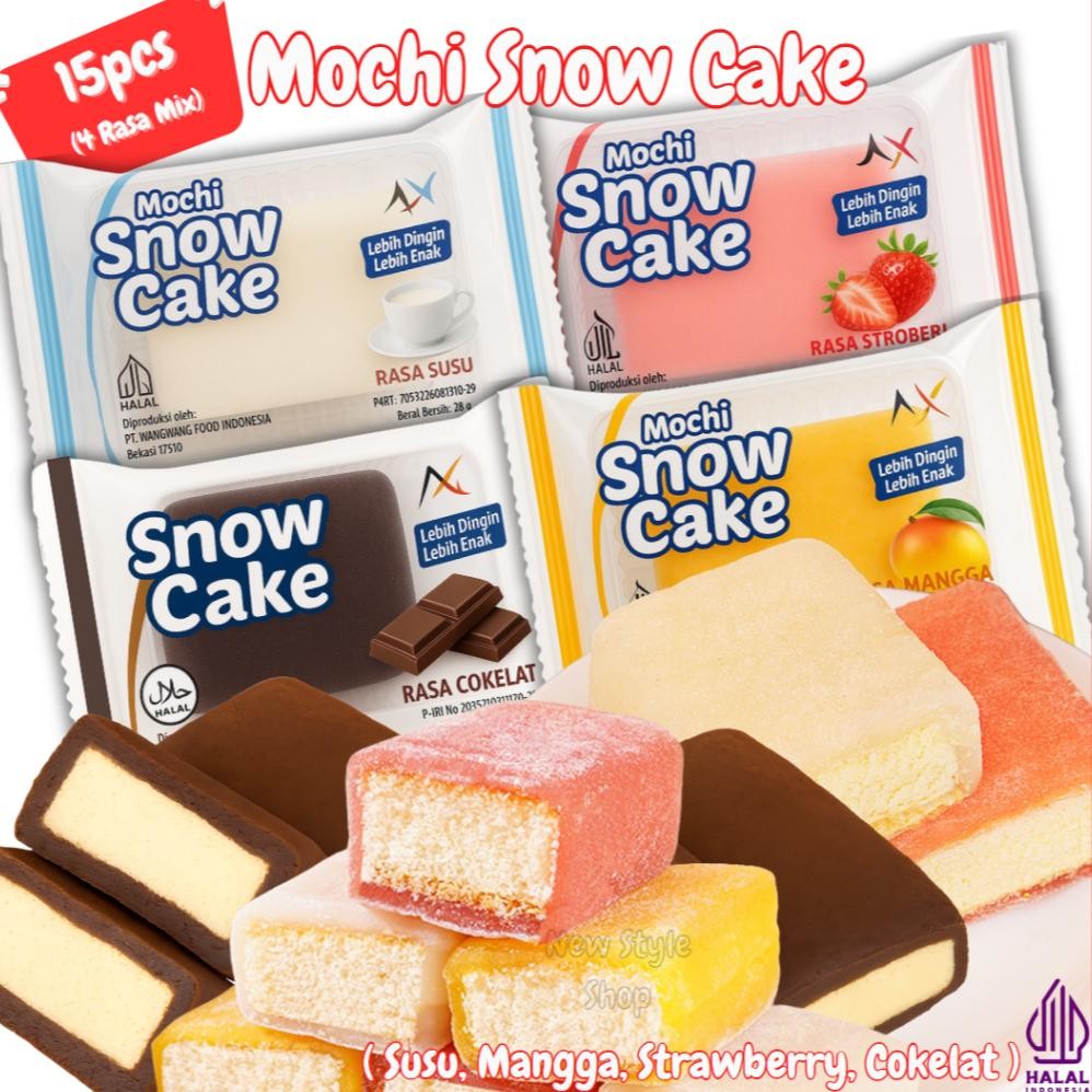 

Mochi Snow Cake BELI 12 Pcs FREE 3 Pcs 4 Varian Rasa Strawberry, Mangga, Coklat & Susu / Osmanthus Cake / Snow Cake / Mochi Lembut Isi Bolu aSt