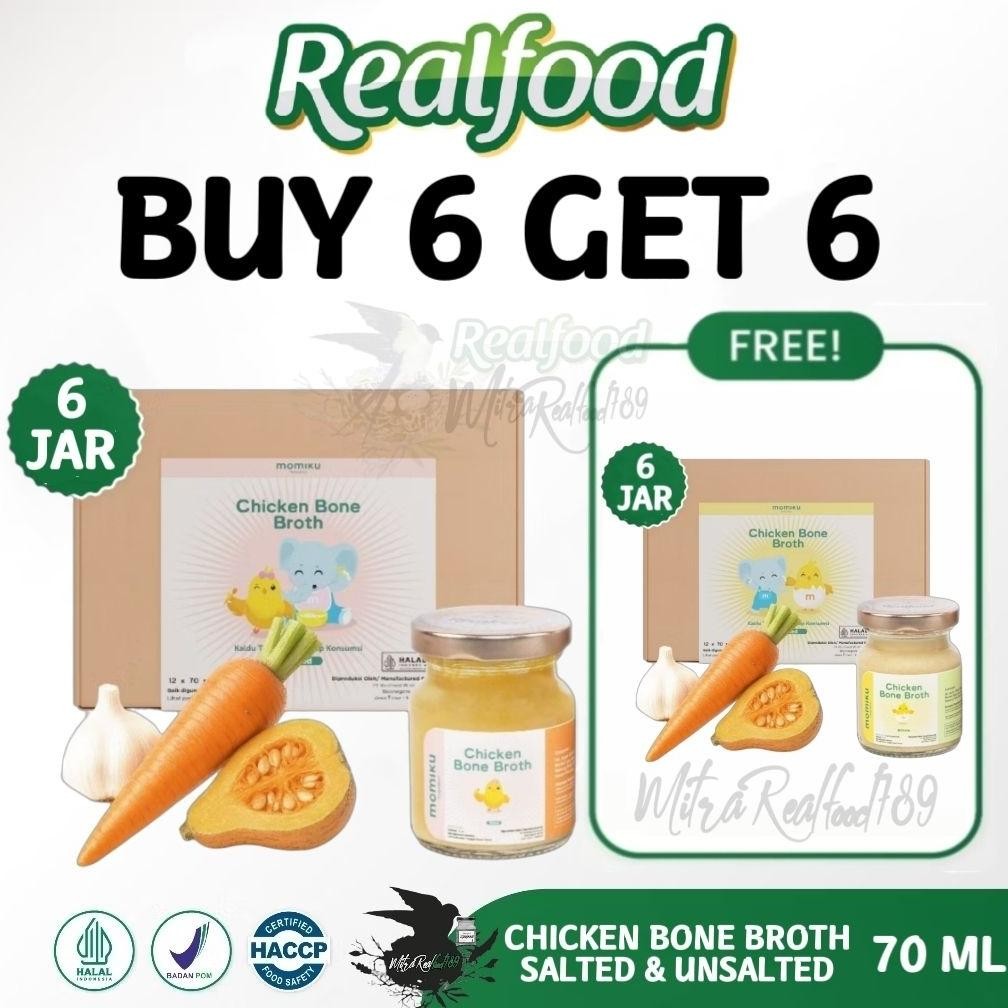 

Realfood Momiku Chicken Bone Broth Salted & Unsalted Mpasi Minuman Kaldu Ayam aSt