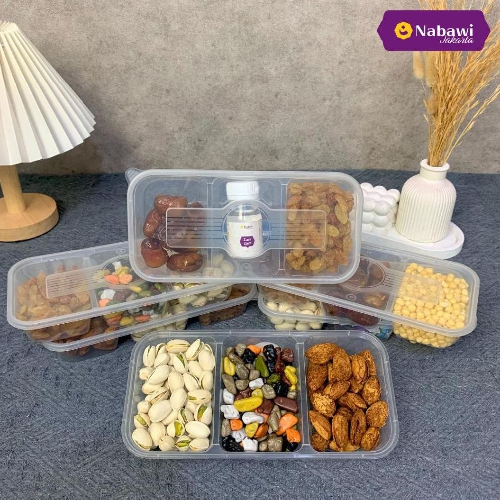 

Paket Hampers Makanan 3 Sekat Oleh Oleh Haji dan Umroh Premium Makanan Khas Arab Kacang Arab Pistachio Kismis Nabawi Jakarta aSt