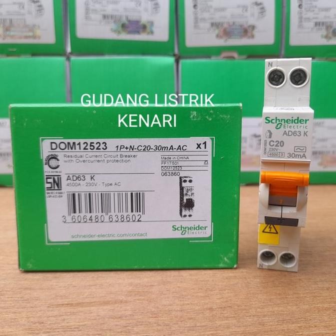 Elcb Rcbo Slim Domae 1P 20A Schneider Ready