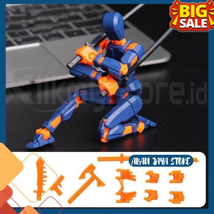 ROBOT ACTION FIGURE LUCKY 13 MODEL 3D FIGUR AKSI MULTI SENDI BERGERAK DEKOMPRESI MERAKIT MAINAN PLAS
