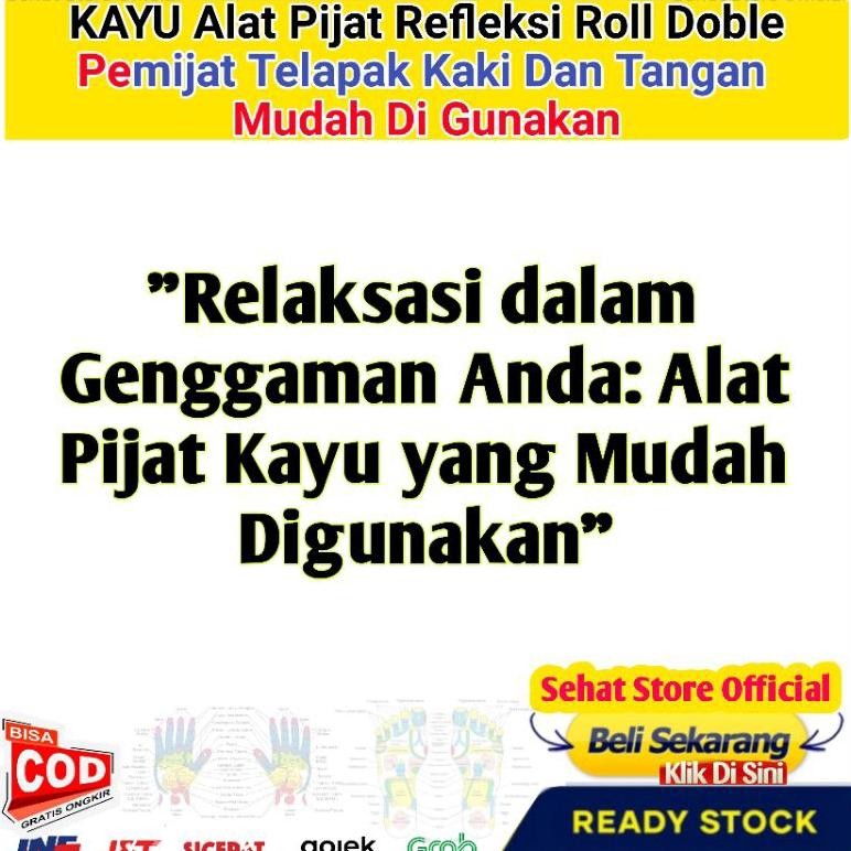 KAYU Alat Pijat Refleksi Telapak Kaki Terapi Tangan Urut Kerokan Masuk Angin Pijet Reflexi Totok Sen