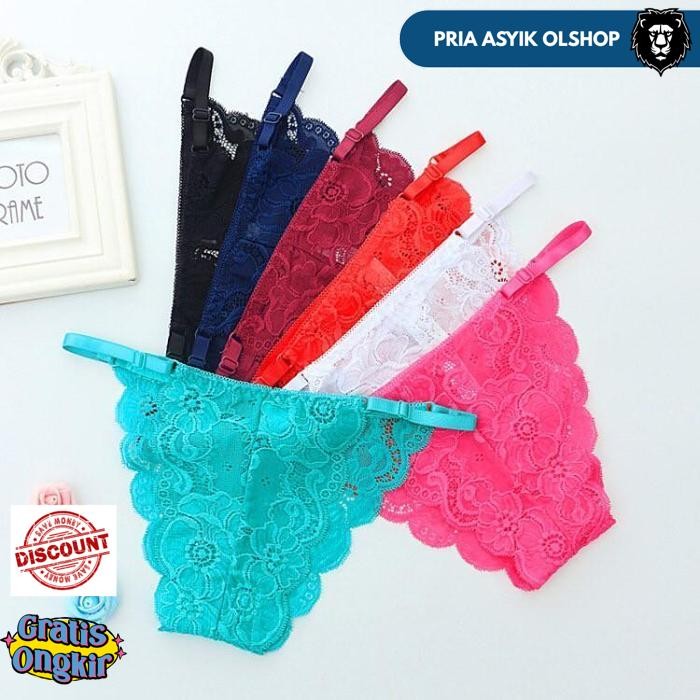 G STRING SEXY RENDA CELANA DALAM WANITA LINGERIE THONG BISA DI SESUAIKAN SIZE C078 BY PRIA ASYIK OLS