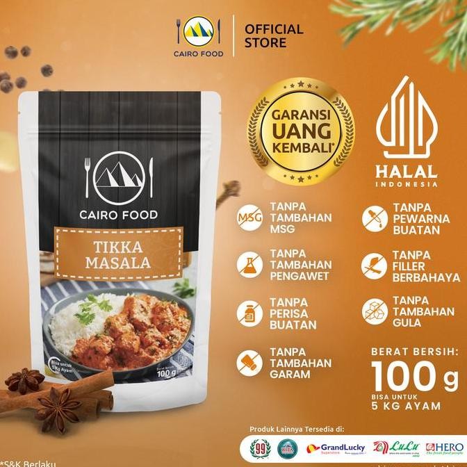 

DISKON! CAIRO FOOD BUMBU TIKKA MASALA REMPAH KARI INDIA 100GR