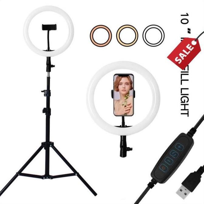 PAKET SUPER TRIPOD 2,1 METER + RINGLIGHT 26 CM MAKE UP VLOG LAMPU RINGLIGHT / TRIPOD RINGLIGHT TERMU
