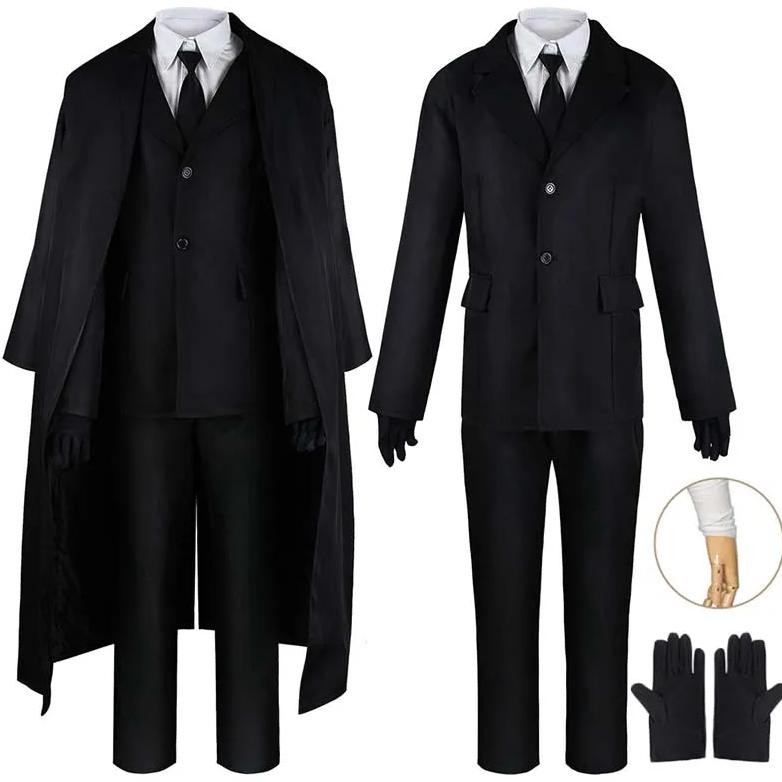 Dazai Cosplay Costume Black Trench Jacket Pants Gloves Bandage Dazai Osamu Outfits Uniform Halloween