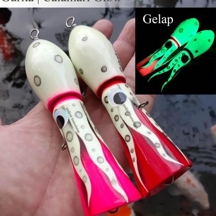 

popper gurita 90gr glow in the dark calamary gid stok terbatas