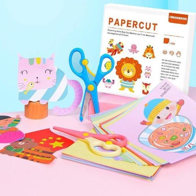 

New Papercut Mainan Gunting Kertas Seni Papercut Animal Number Alphabet Anak
