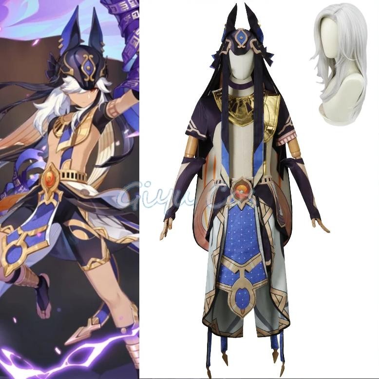 Genshin Impact Cyno Cosplay Costume Carnival Uniform Wig Anime Halloween Costumes Women Game