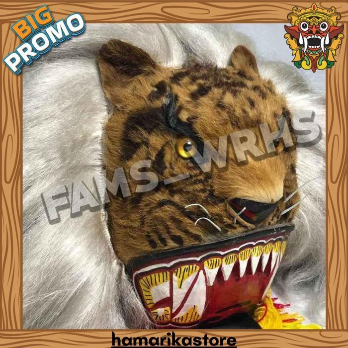 Topeng Macan Reog Ponorogo Bahan Kulit Asli Variasi Macan Coklat Cod