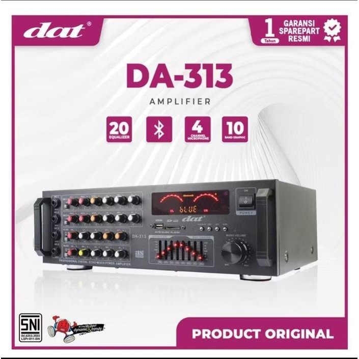 Amplifier DAT DA-313 Bluetooth USB SD Karaoke Power Ampli Surround - Audio & Video mic wireless ngon