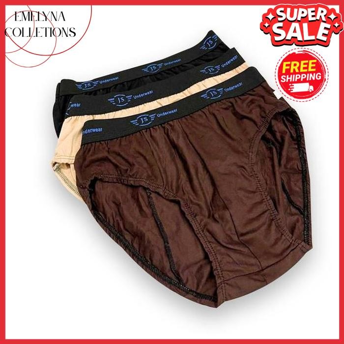 PREMIUM CELANA DALAM PRIA DEWASA UKURAN JUMBO JS MAN BOX ISI 3 PCS BAHAN KATUN TERMURAH BY  EMELYN C
